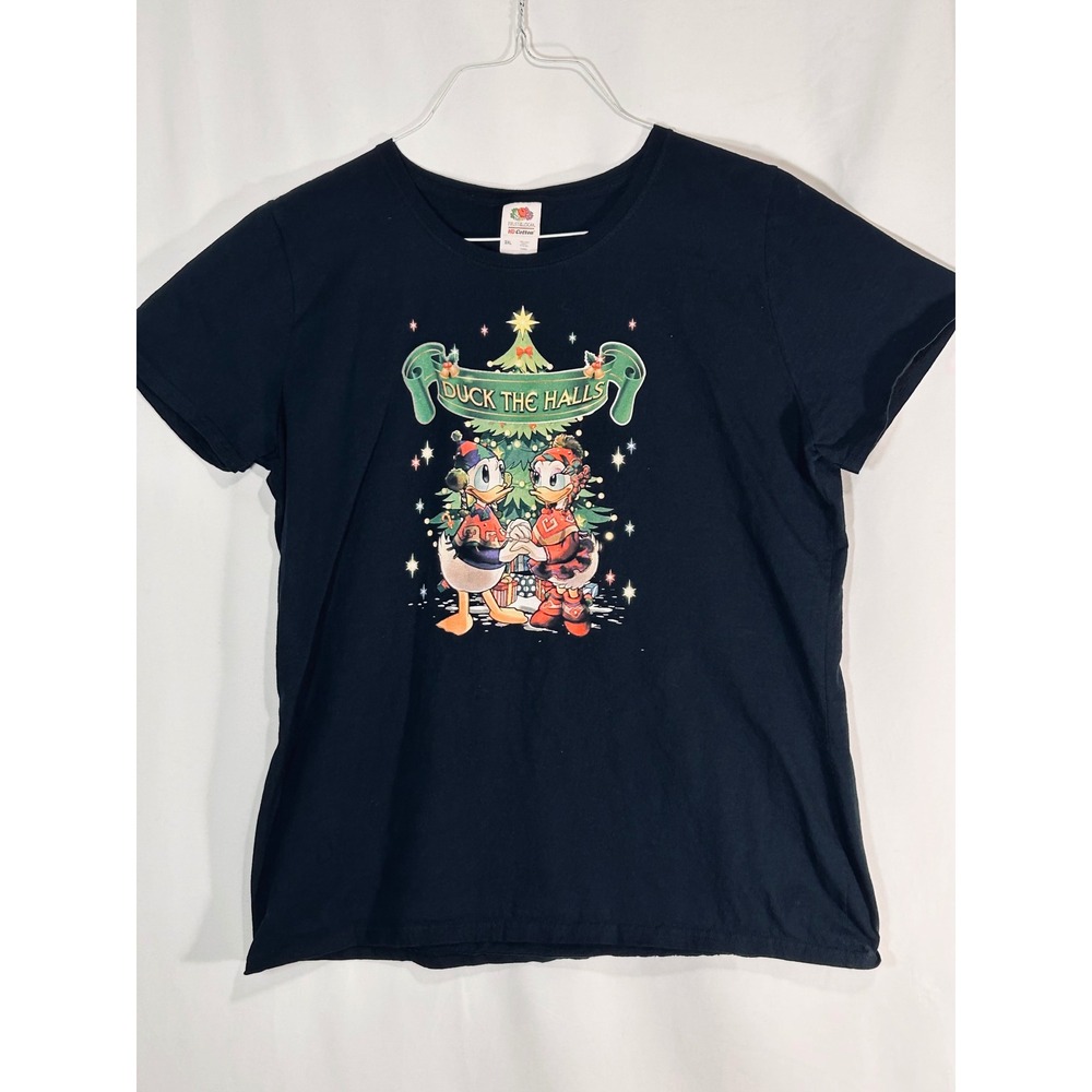 Disney Donald Daisy Duck the Halls Christmas TShirt Womens 2XL Fruit of the Loom